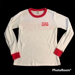 Victorias Secret Pink Nation Long Sleeve T-Shirt Size Small EUC